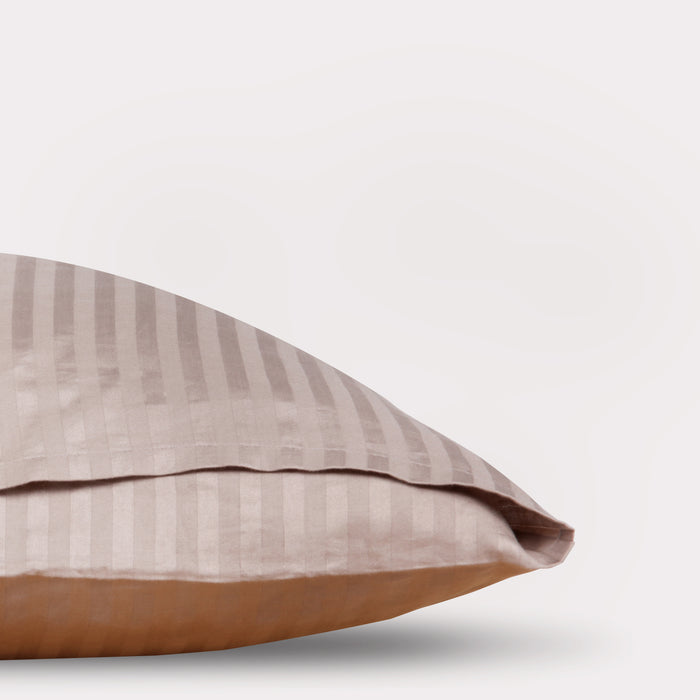 Sateen Stripe Duvet Cover Set - Cappuccino