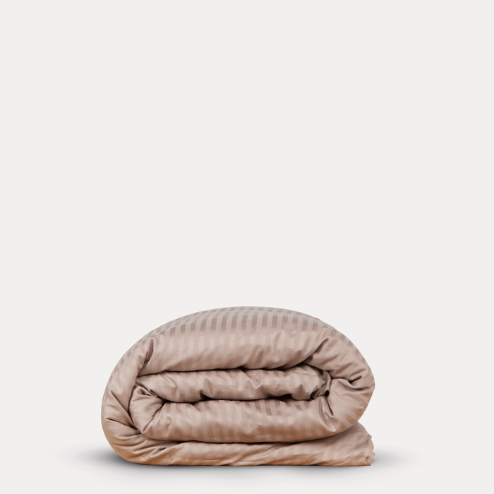 Sateen Stripe Duvet Cover Set - Cappuccino