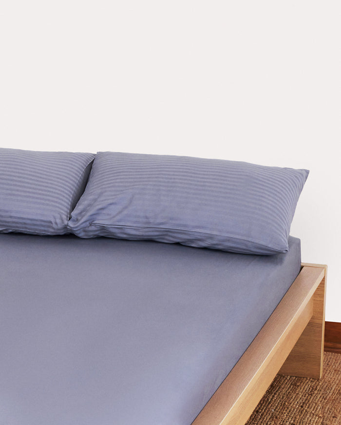 Sateen Stripe Flat Sheet Set - Dark Grey