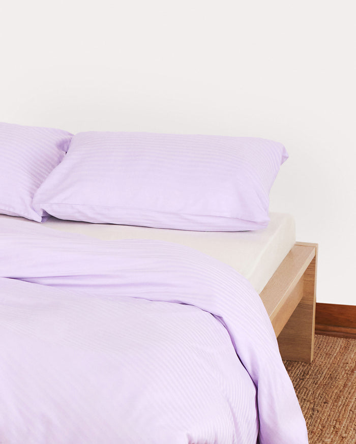 Sateen Stripe Pillowcase 2pcs - Lilac