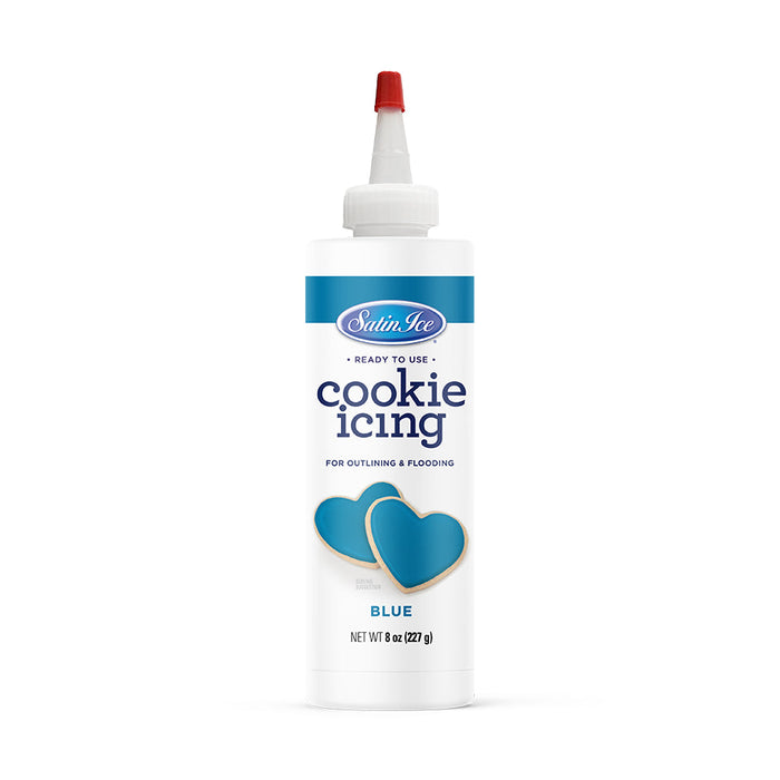 Satin Ice blue cookie icing 8 ounce bottle for blue cookie decorating