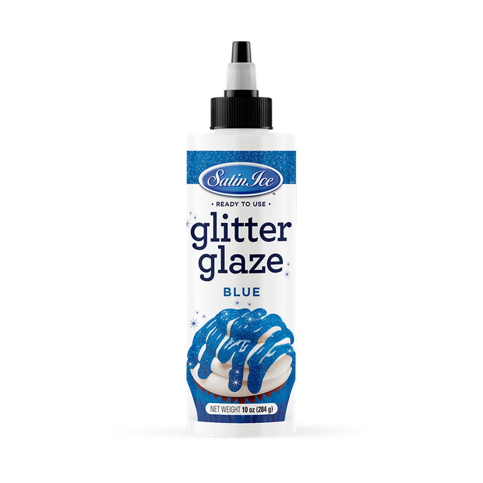 Satin Ice blue glitter glaze 10 ounce bottle for edible blue cake shimmer