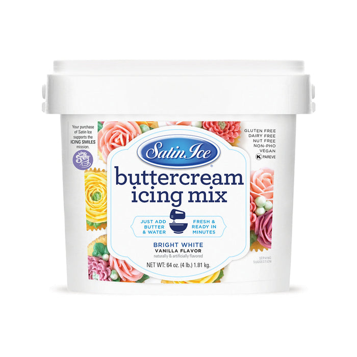 Satin Ice buttercream icing mix 4 lb pail for homemade style frosting