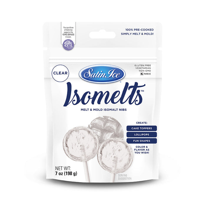 Satin Ice clear isomelt nibs 7 ounce pouch for clear sugar glass and gems