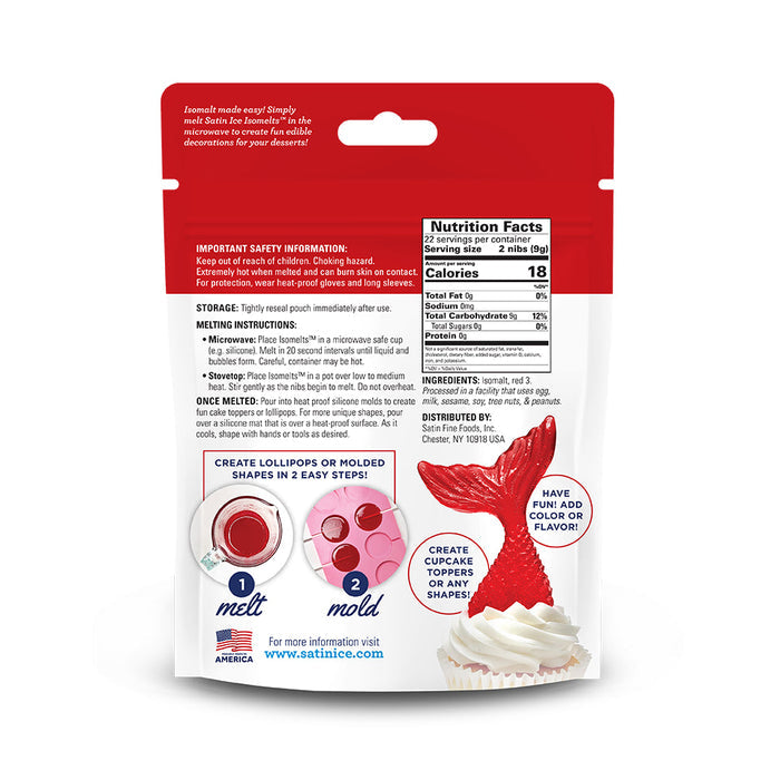 Satin Ice Isomelt Nibs 7oz Pouch Red (Microwaveable)