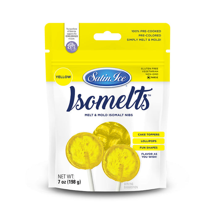 Satin Ice yellow isomelt nibs 7 ounce pouch for yellow sugar gems
