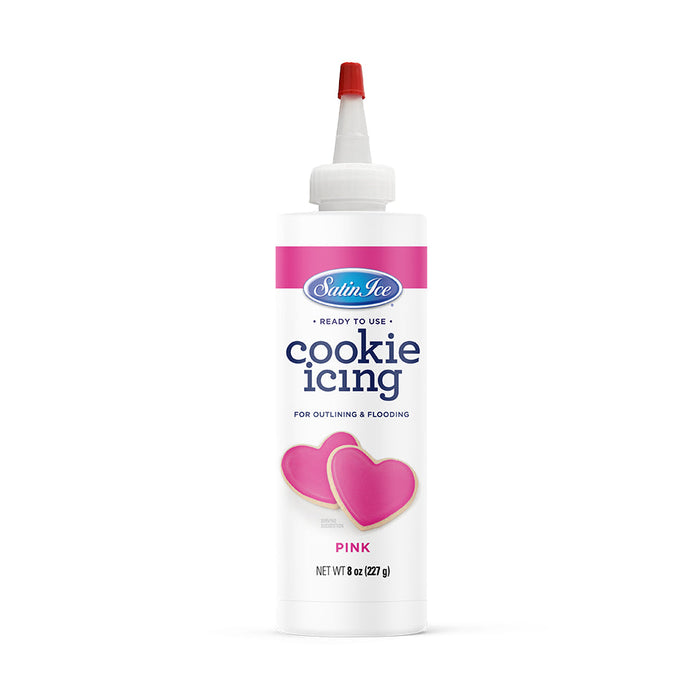Satin Ice pink cookie icing 8 ounce bottle for pink princess cookie decorating
