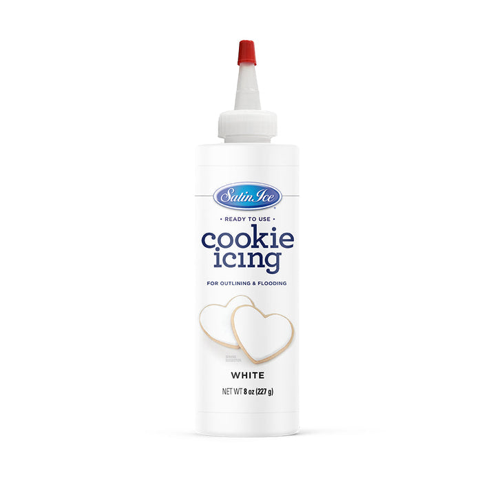 Satin Ice white cookie icing 8 ounce bottle for outlining and flooding cookies