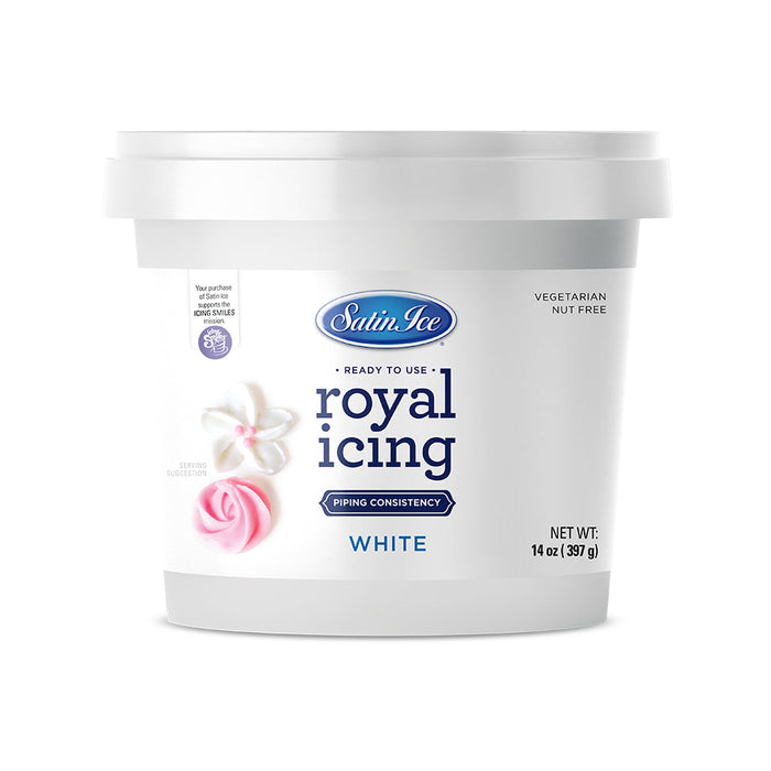 Satin Ice white ready to use royal icing 14 ounce pail for cake decorating