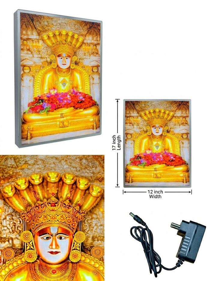 Shankeshwar Parshwanath LED frame 12x17 silver - Girnar Darshan