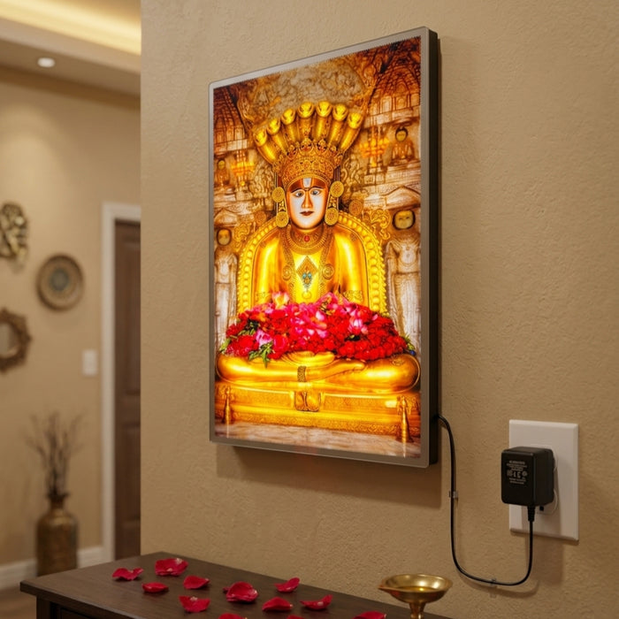 Shankeshwar Parshwanath LED frame 12x17 silver - Girnar Darshan