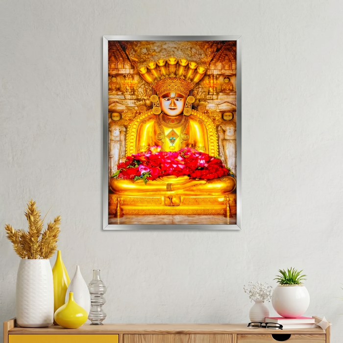 Shankeshwar Parshwanath LED frame 12x17 silver - Girnar Darshan
