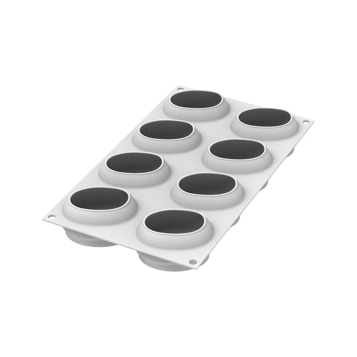 Silikomart CAFFEˆ 110 mold with 8 bean cavities, Coffee bean-shaped mold detail, Caffeine-themed platinum silicone mold