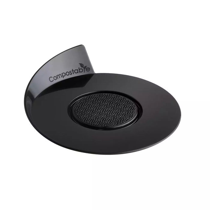 Silikomart compostable round black trays set, 100 eco-friendly round serving trays 86mm, Black compostable round dessert trays