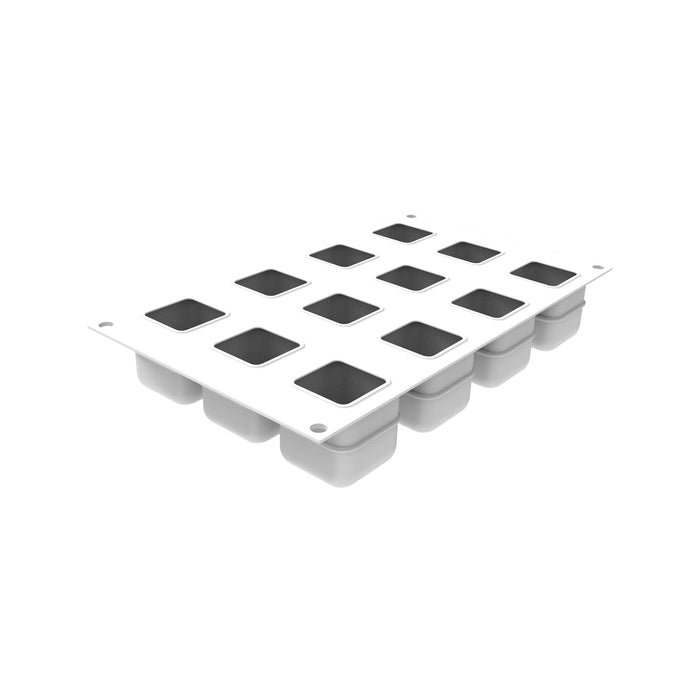 Silikomart CUBO 3D 85 mold with 12 cube cavities, 3D solid cube mold detail, Geometric cube platinum silicone mold