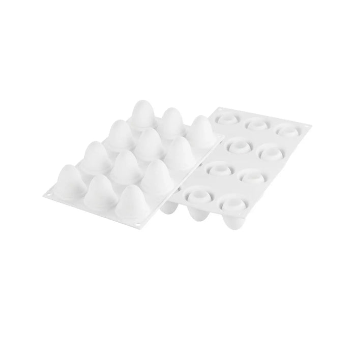Silikomart EGG 30 mold with 12 egg cavities, Egg-shaped mold detail, Easter egg platinum silicone mold