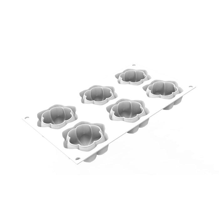 Silikomart HANA 87 mold with 6 flower cavities, Asian-inspired flower mold detail, Japanese floral platinum silicone mold