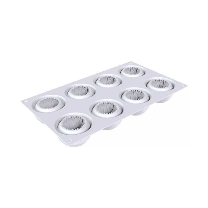 Silikomart KIKU 70 mold with 8 chrysanthemum cavities, Japanese flower mold detail, Asian floral platinum silicone mold
