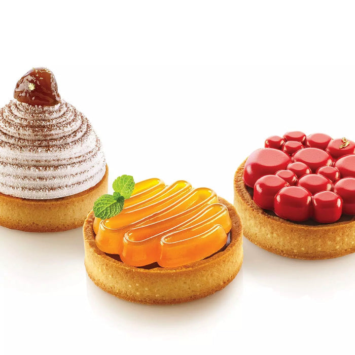 Silikomart KIT TARTE RING HONORE dia80mm – Set with Silicone Mold + 8 Rings