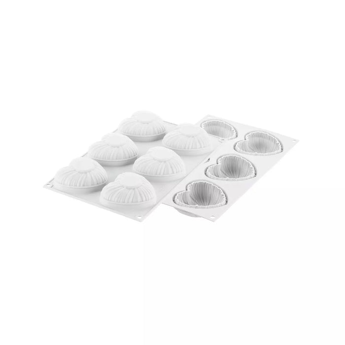 Silikomart LOVELY 110 silicone mold with 6 cavities, Elegant dessert mold showing lovely shape detail, Platinum silicone mold with included cutter tool