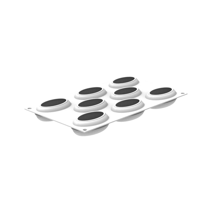 Silikomart OVAL 80 mold with 8 oval cavities, Large oval mold detail, Big oval platinum silicone mold