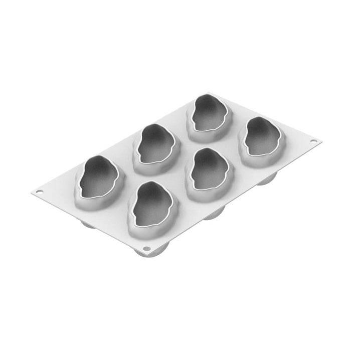 Silikomart PISTACCHIO 120 mold with 6 nut cavities, Pistachio-shaped mold detail, Realistic nut platinum silicone mold