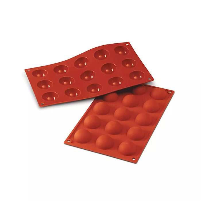 Silikomart SF005 Half Sphere Silicone Mold 15 Cavity Terracotta, SF005 Half Sphere Baking Mold Ø40mm H20mm 300ml Total Volume, Silikomart Half Sphere Dome Mold 15 Cavity Platinum Silicone Terracotta