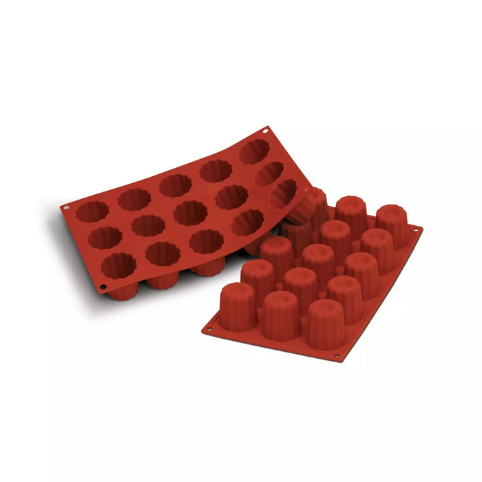 Silikomart SF059 mold with 15 Bordelais cavities, Medium cannel mold detail, Bordelais platinum silicone mold