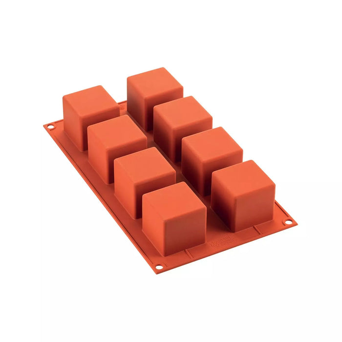 Silikomart SF104 Terracotta Naked mold, Natural color cube silicone mold, Terracotta finish 8-cavity mold