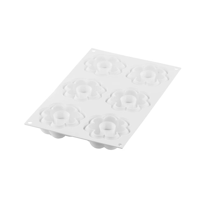 Silikomart TRUFFLE CROWN 90 mold with 6 crown cavities, Crown-shaped dessert mold dia82mm detail, Royal platinum silicone mold with cutter