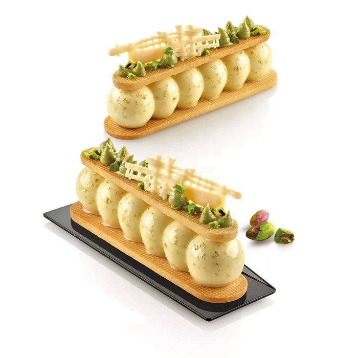 Silikomart TRUFFLE ECLAIR 75 Silicone Mold – 8 Cavities 130x31x28mm with Cutter