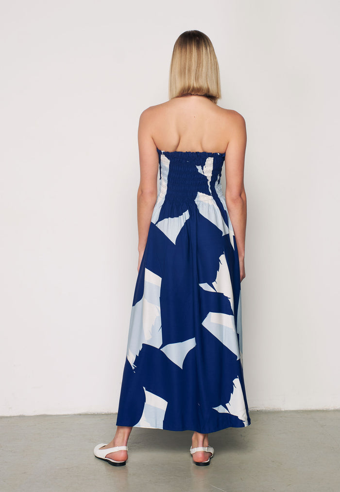 Sleeveless Patterned Sundress - Blue