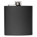 Black stainless steel flask with personalized engraved monogram or name on front