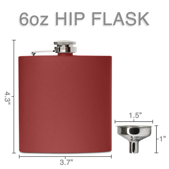 Maroon stainless steel groomsmen flask engraved with custom initials