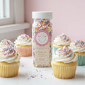Bottle of Sweetapolita Honey and Haze Sprinkle Medley, naturally coloured mix of sprinkles, nonpareils, pearls and confetti in honey and amber tones