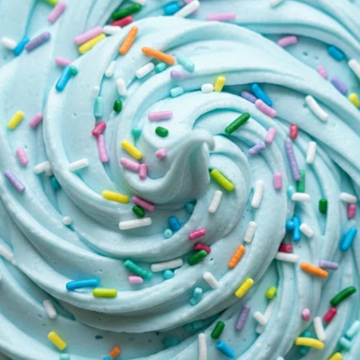 Bottle of Sweetapolita Party Pop Crunchy Sprinkles, bright multicoloured sugar strands formulated free of Red Dye No. 3