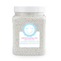 Bulk tub of Sweetapolita White Crunchy Sprinkles, pure white dye-free sugar strands for bakery use