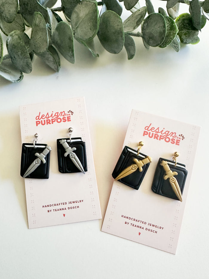 Sword Book Earrings