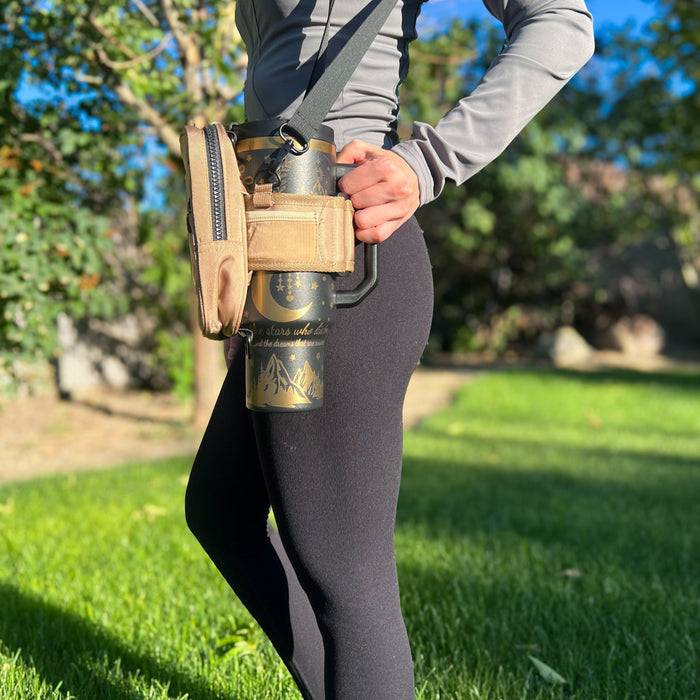 Tan Bag With Tumbler Belt