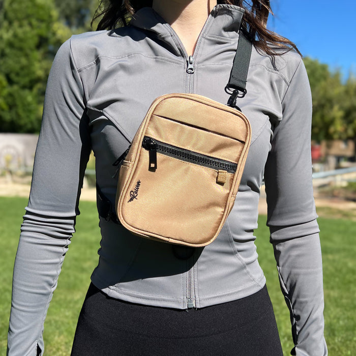 Tan Bag With Tumbler Belt