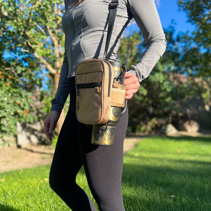 Tan Bag With Tumbler Belt