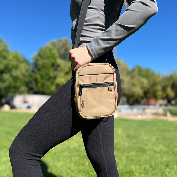 Tan Bag With Tumbler Belt