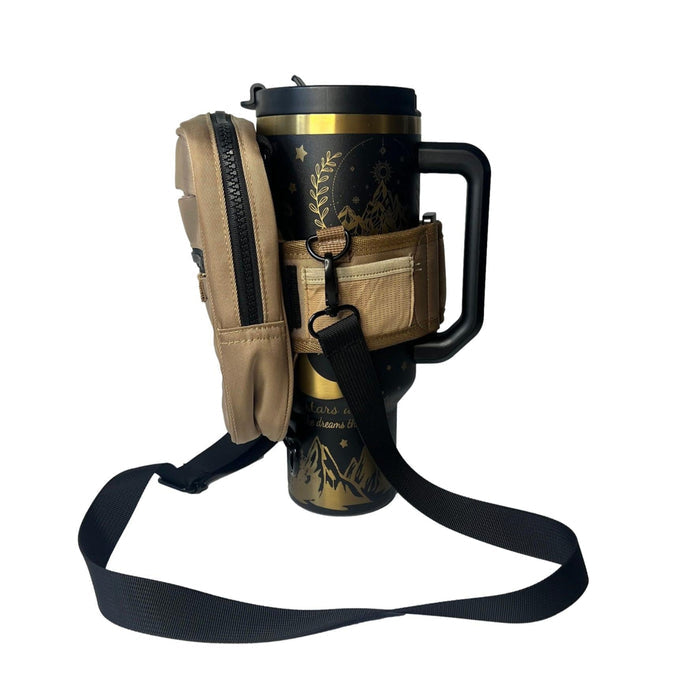 Tan Bag With Tumbler Belt