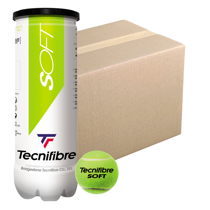 Tecnifibre Soft Green Tennis Ball Carton - 24 x 3-Ball Cans / 72 Balls