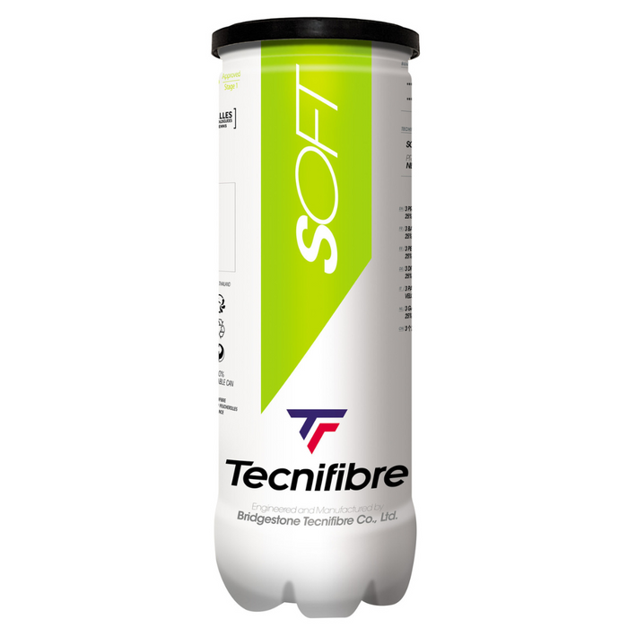 Tecnifibre Soft Green Tennis Ball Carton - 24 x 3-Ball Cans / 72 Balls