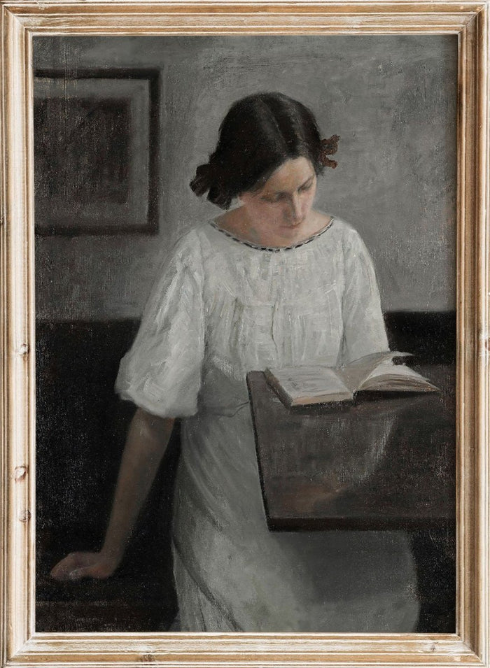"The Artist's Wife in White Reading" Art Print_Sugar & Canvas_Carl Holsøe