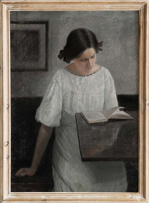 "The Artist's Wife in White Reading" Art Print_Sugar & Canvas_Carl Holsøe