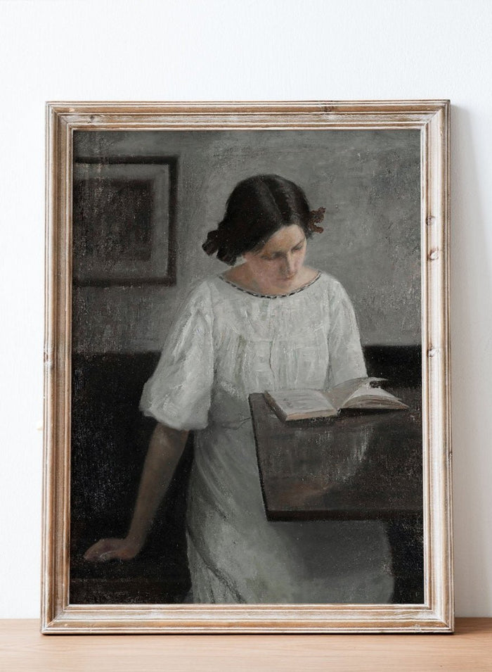 "The Artist's Wife in White Reading" Art Print_Sugar & Canvas_Carl Holsøe