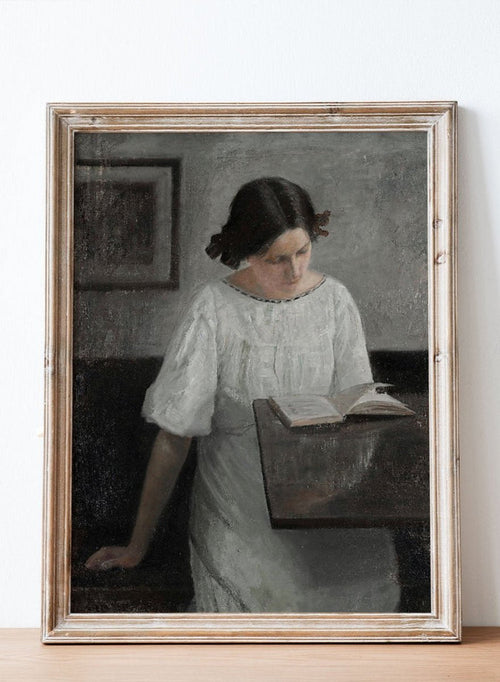 "The Artist's Wife in White Reading" Art Print_Sugar & Canvas_Carl Holsøe