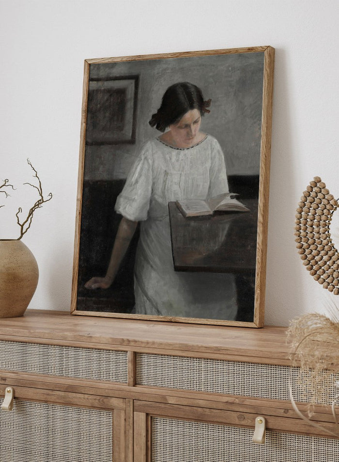 "The Artist's Wife in White Reading" Art Print_Sugar & Canvas_Carl Holsøe